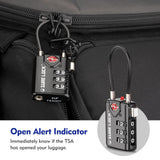 TSA Approved Cable Luggage Locks 2 Pack with Open Alert Indicator, 3 Digit Combination Travel Locks for Suitcases & Backpacks