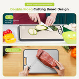 Double-Sided Pure Titanium Cutting Board with Juice Groove & Garlic Grinder – 16×11 in