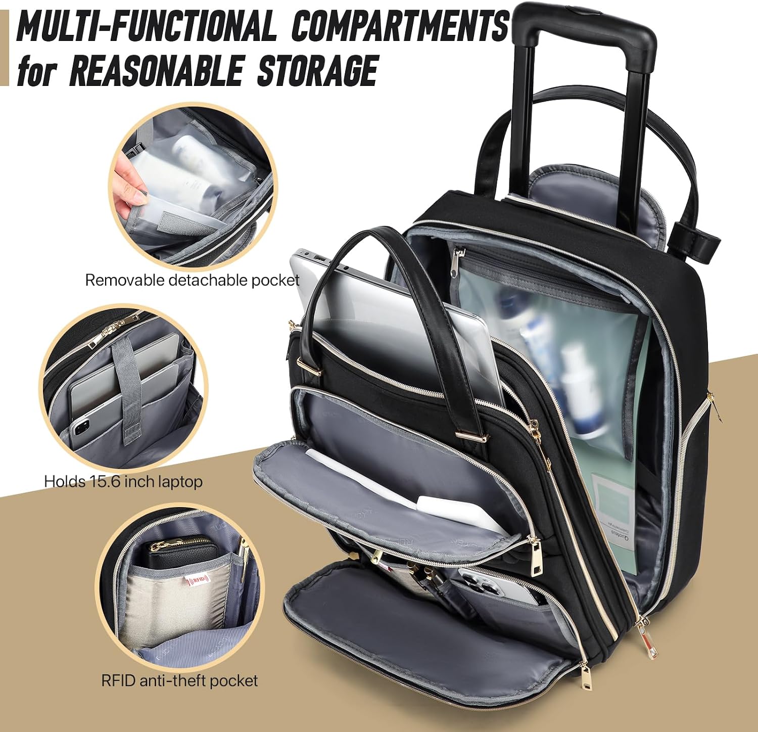16-Inch Underseat Rolling Carry-On with Laptop Storage