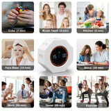 Kaflin Small Rechargeable Pomodoro Timer with Gravity Sensor, 7 Preset Times & Count-Up Mode, Compact Digital Timer for Work, Study & Kitchen – Pearl White