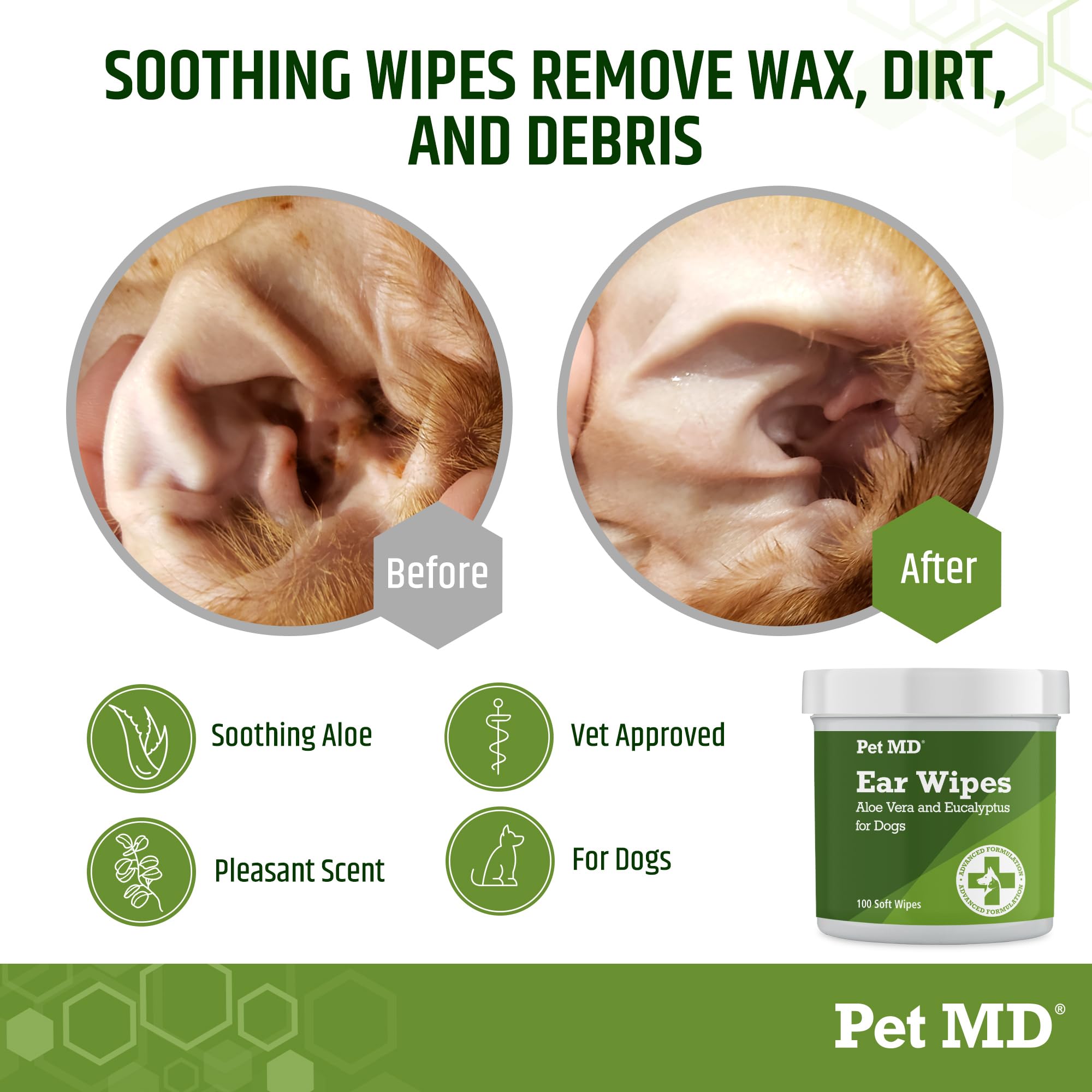 Dog Ear Cleaning Wipes – 100 Count Gentle Disposable Ear Care Pads for Odor Removal, Wax Control, and Infection Prevention