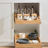 Solid Birch Wood Pull-Out Cabinet Drawer with Soft-Close Slides – Heavy-Duty Slide-Out Shelf for Kitchen, Pantry & Bathroom (17” W x 21” D)