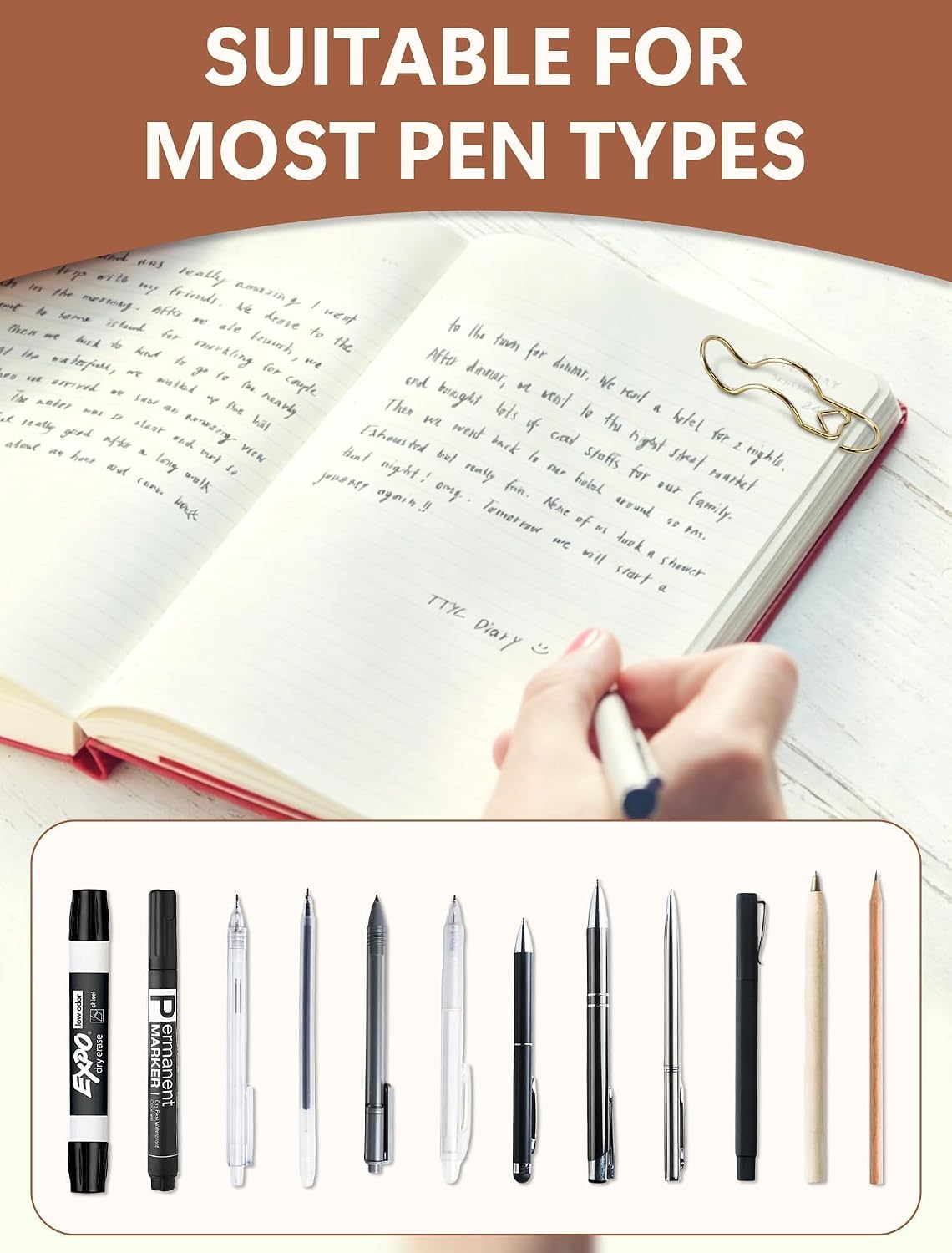 15-Pack Metal Notebook Pen Holder Clips