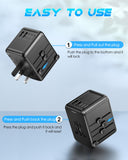 Universal Travel Adapter with 3 USB-C & 2 USB-A Ports – Worldwide Plug Adapter for 200+ Countries