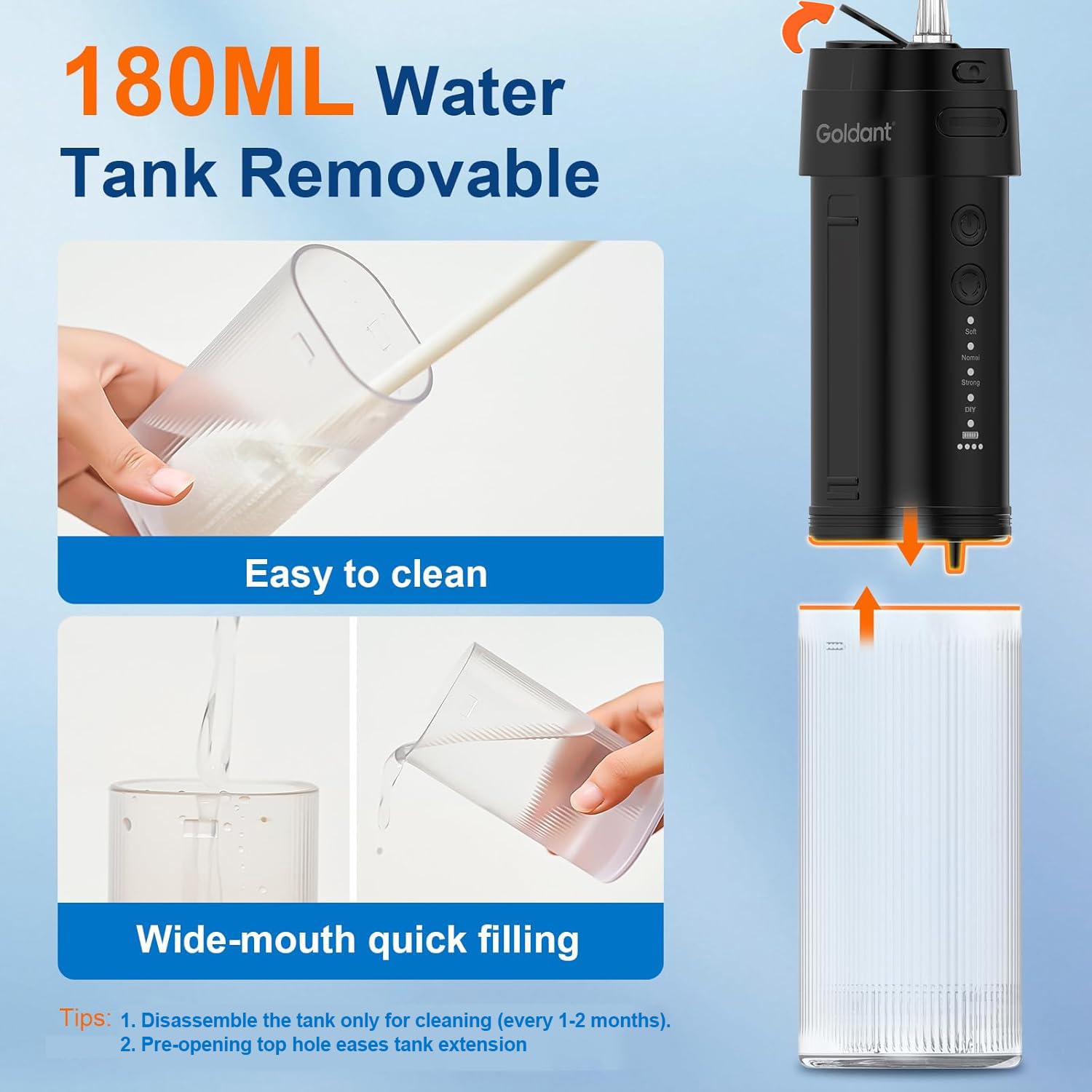 Portable Water Flosser for Teeth – Cordless Dental Oral Irrigator with 4 Modes, 16 Pressure Levels, Travel Case & IPX7 Waterproof Design