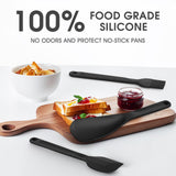 Heavy-Duty Silicone Kitchen Utensil Set with Stainless Steel Core – Heat Resistant 600°F (Black)