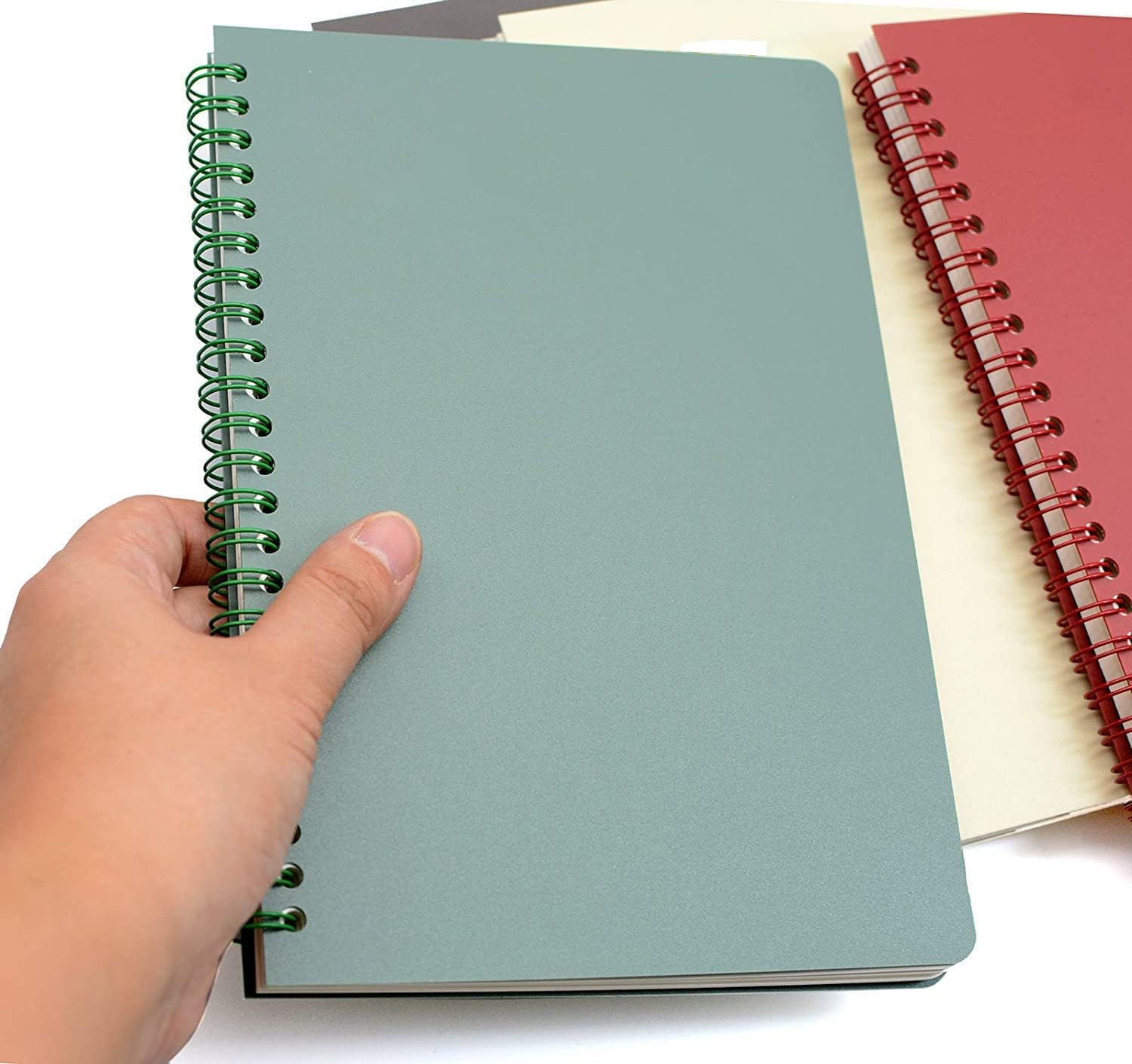 4-Pack A5 Spiral Notebooks with Protective Hard Covers, 160 Ruled Pages and Color-Coded Design