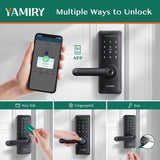 Yamiry Smart Door Lock with Fingerprint, App Control, Keypad & Alexa Support, Keyless Entry Deadbolt for Home & Rental Security