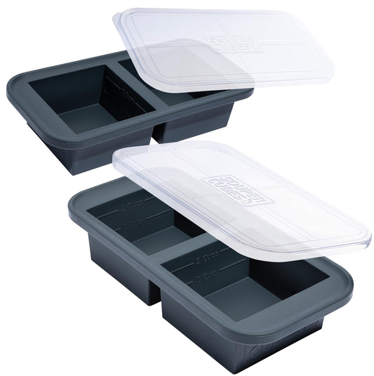 2-Cup Silicone Freezer Molds with Lids (2-Pack) – Meal Prep Soup Cubes for Freezing, Baking & Storage