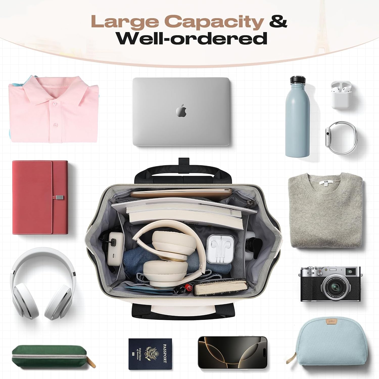 25L School & Work Laptop Backpack with Insulated Lunch Bag