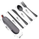 Portable Stainless Steel Travel Utensil Set with Case – Reusable Fork, Spoon, Knife & Chopsticks for Camping, Office & Lunch