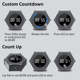 Pomodoro Timer with Gravity Rotation & Dial Control, Preset 5–60 Min, Custom Countdown & Count-Up, Magnetic Desk Timer with Adjustable Sound & Brightness for Kitchen, Work & Study – Gray