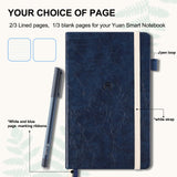 YUAN Smart Pen & Digital Notebook Set with Real-Time App Sync, Offline Storage & Navy PU Leather Cover