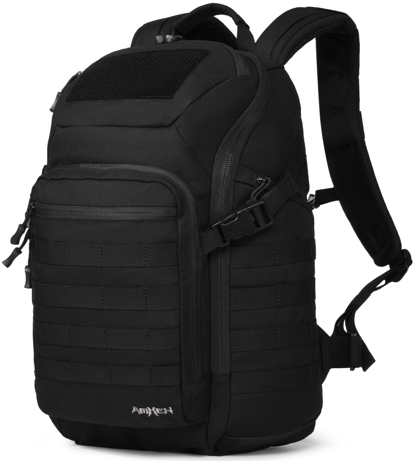 AMHEH 32L Military Tactical Backpack – Rugged MOLLE Carry-On Assault Pack with 17” Laptop Compartment – Black