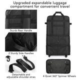 Expandable Foldable Rolling Duffel Bag 90L, Lightweight Collapsible Travel Luggage with Spinner Wheels (Black)