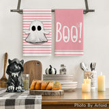 4PCS Pink Halloween Dish Towels – Soft, Absorbent & Durable Tea Towels for Festive Kitchen Decor (18x26 Inches)