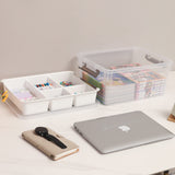 Citylife 17-Qt Plastic Storage Box with Removable Trays – Clear Craft & Tool Organizer for Beads, Sewing & Art Supplies (White)