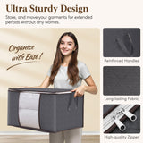 LIFEWIT Clothes Storage Bins with Lids 6-Pack – Foldable Fabric Storage Bags with Clear Window & Reinforced Handles (60L)