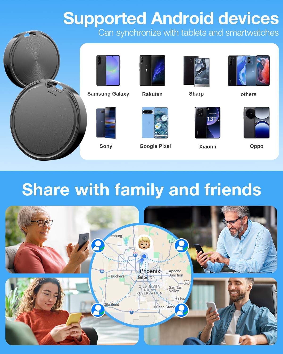 Android Find Hub Bluetooth Tracker Tag 4 Pack, UWB Distance Display, IP65 Waterproof, 2-Year Battery, Google Certified Item Locator