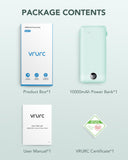 10000mAh Portable Power Bank with Built-in AC Wall Plug & Multi Cables – Ultra Lightweight Fast Charging Travel Battery Green