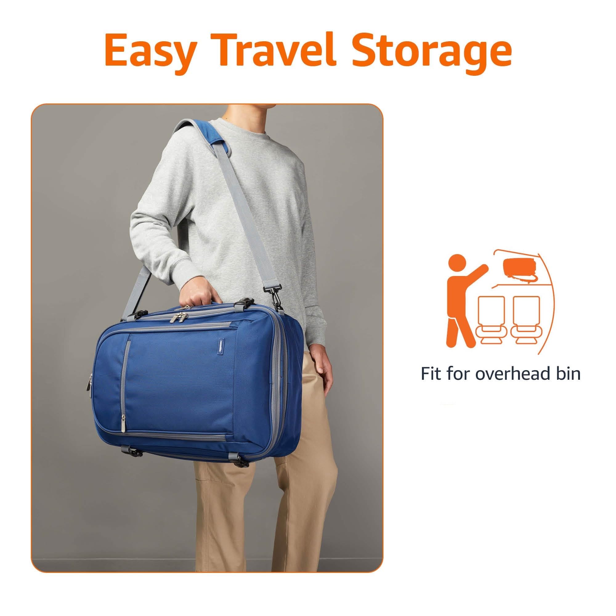 Amazon Basics 40L Expandable Travel Backpack – Carry On Laptop Backpack with Dual Carry Design
