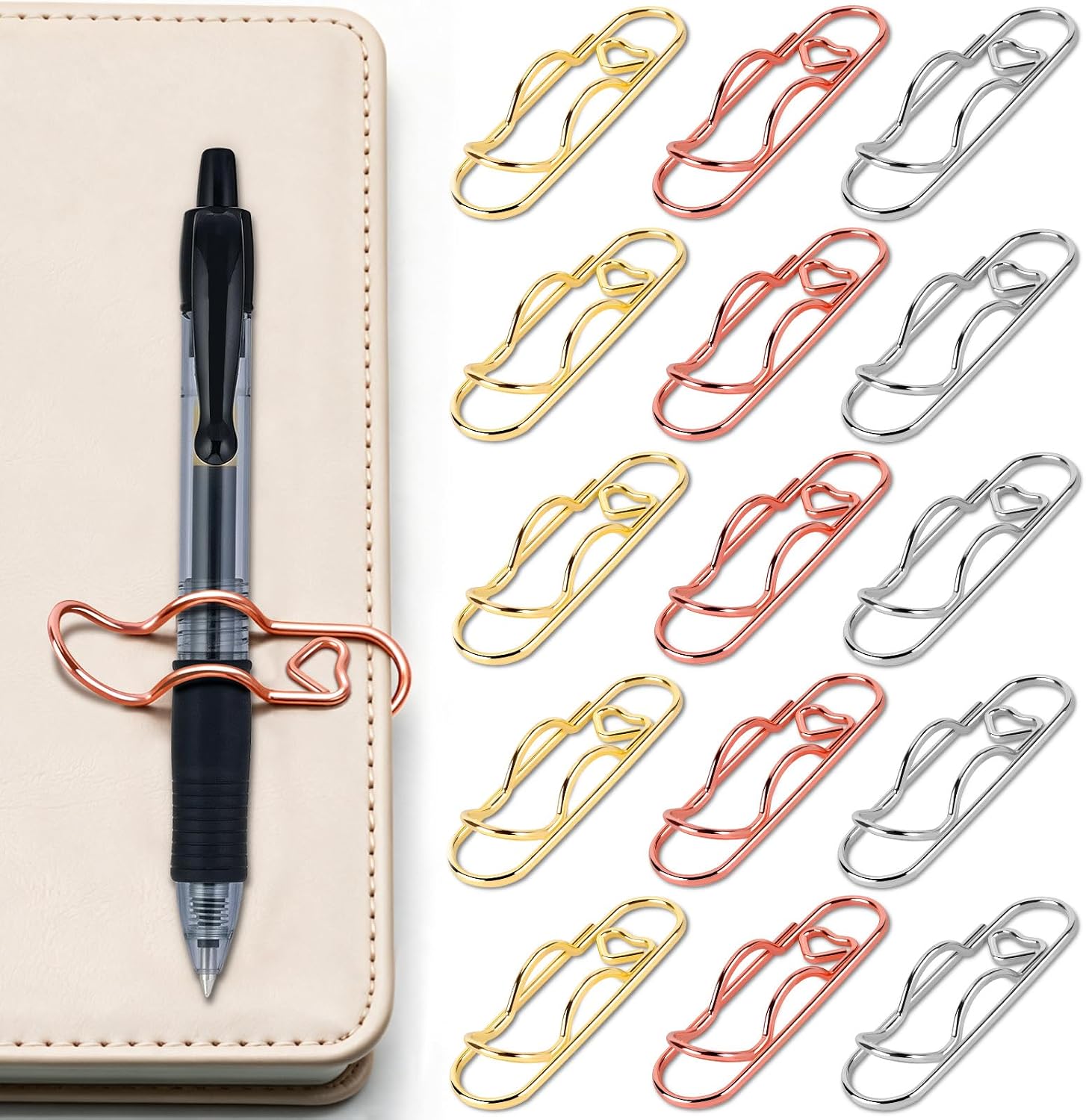 15-Pack Metal Notebook Pen Holder Clips