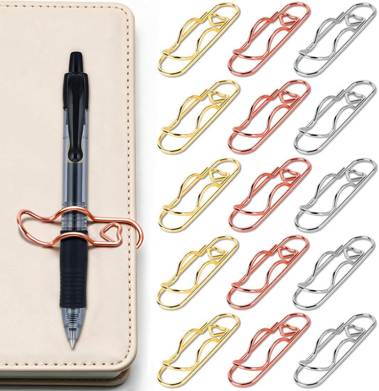 15-Pack Metal Notebook Pen Holder Clips