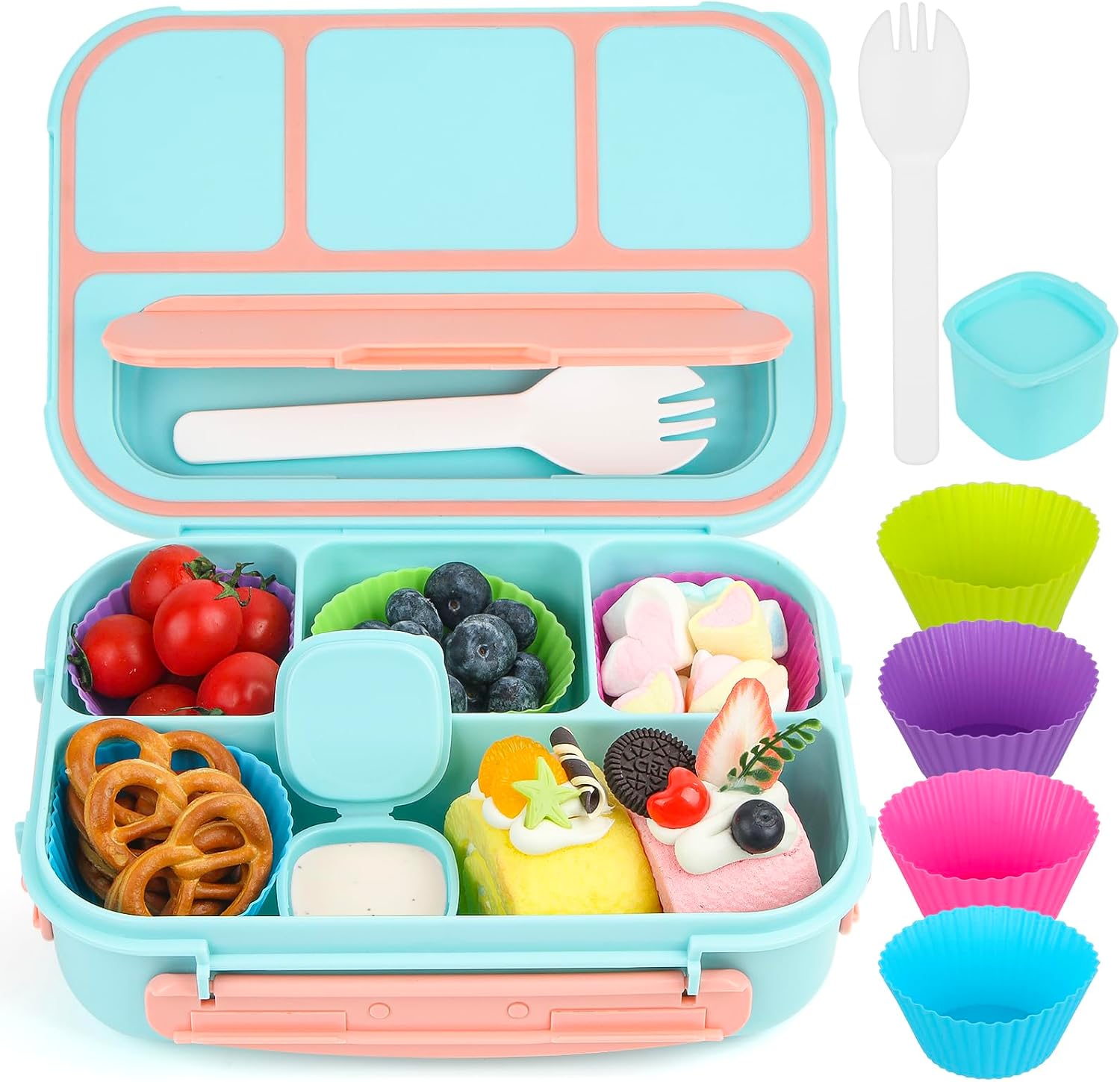 Yellow 1300 ml Bento Box with Dip Cup and Spork