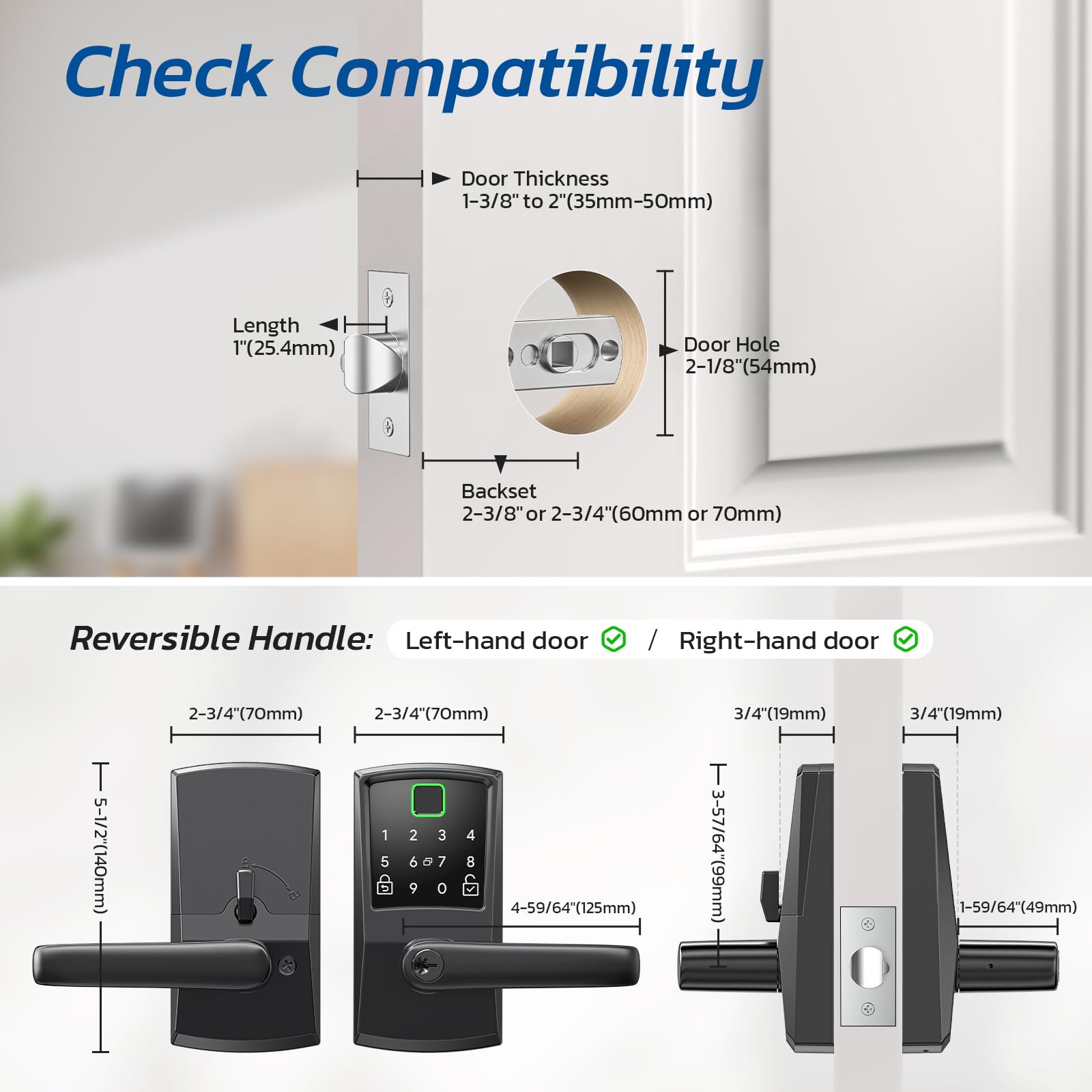 Nyboer Smart Fingerprint Door Lock with TTLock App Control, Keyless Entry Deadbolt with Alexa & Google Voice Support