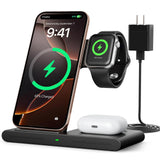 3-in-1 Foldable Wireless Charging Station for iPhone, Apple Watch & AirPods – Fast Travel Charging Dock Black