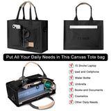 Canvas Tote Bag for Women – Eco-Friendly Waterproof Shoulder & Crossbody Tote with Pockets (Black)