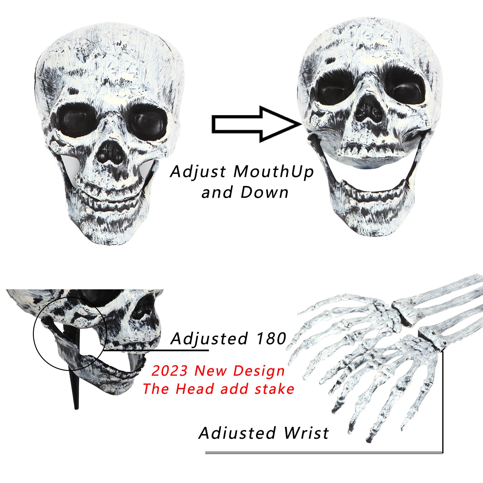 Realistic Skeleton Graveyard Set – Skull, Arms, Spider Web & Stakes for Outdoor Halloween Yard Decor