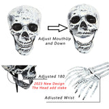 Realistic Skeleton Graveyard Set – Skull, Arms, Spider Web & Stakes for Outdoor Halloween Yard Decor