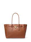 Michael Kors Hamilton Large Tote Bag – Pebbled Leather Carryall with Padlock Charm (Luggage)