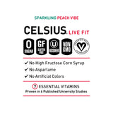 CELSIUS Sparkling Peach Vibe Energy Drink, Sugar-Free with 200mg Caffeine & Essential Vitamins – Tropical Fitness Energy, 12 Pack