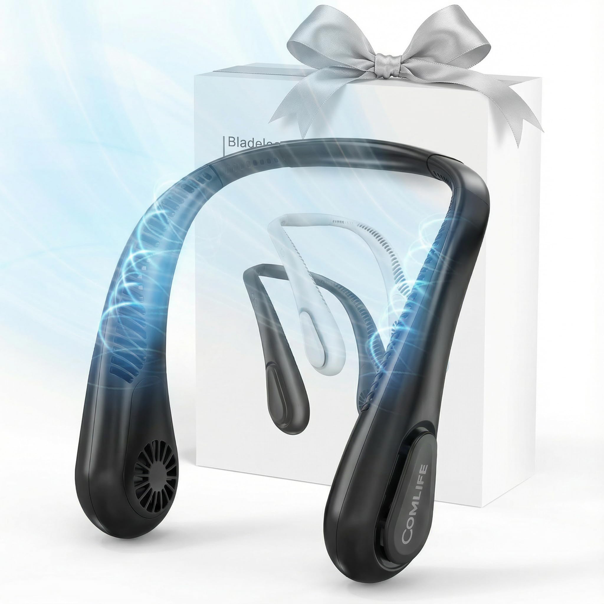 Rechargeable Bladeless Neck Fan – 360° Wearable Cooling Fan with 3 Speeds & 5000mAh Battery