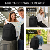 Large Airline-Approved Travel Laptop Backpack with Anti-Theft Pocket – Fits 17.3” – Black