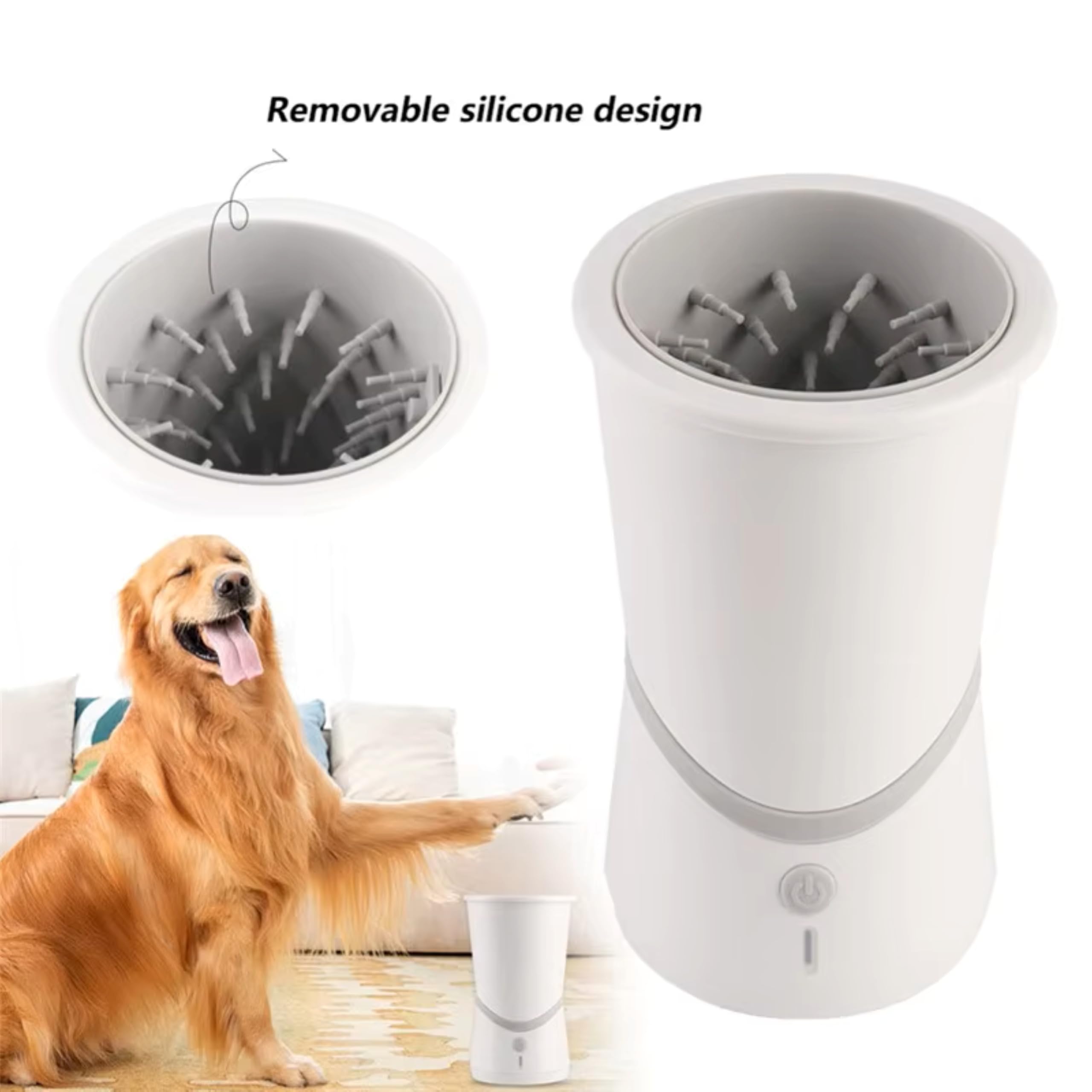 Automatic Pet Paw Cleaner Cup with Gentle Silicone Bristles – Rechargeable Portable Dog & Cat Paw Washer for Mud, Dirt & Outdoor Cleaning