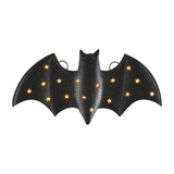 Small LED Bat Decor – Hand-Painted Tin Halloween Light with Cut-Out Star Design – Battery Operated Home Accent