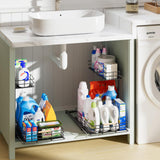 Lamu 2-Pack Under-Sink Pull-Out Organizers – Large L-Shaped 2-Tier Cabinet Storage with Silent Glide