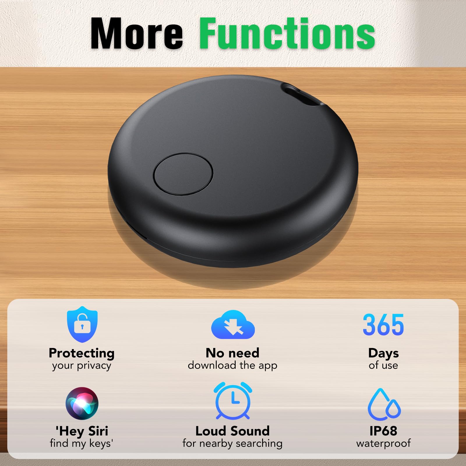 Apple Find My Bluetooth Tracker 4-Pack, Smart Key Finder and Luggage Locator with IP67 Waterproof and Replaceable Battery