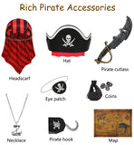 Kids Deluxe Pirate Costume Set – 10 Piece Black Outfit with Cloak, Hat, Sword, Map & Accessories for Halloween and Cosplay