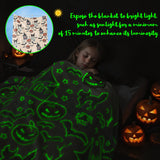 Glow in the Dark Halloween Blanket – Soft Flannel Pumpkin & Cat Throw Blanket for Kids & Adults (Skin Pumpkin)
