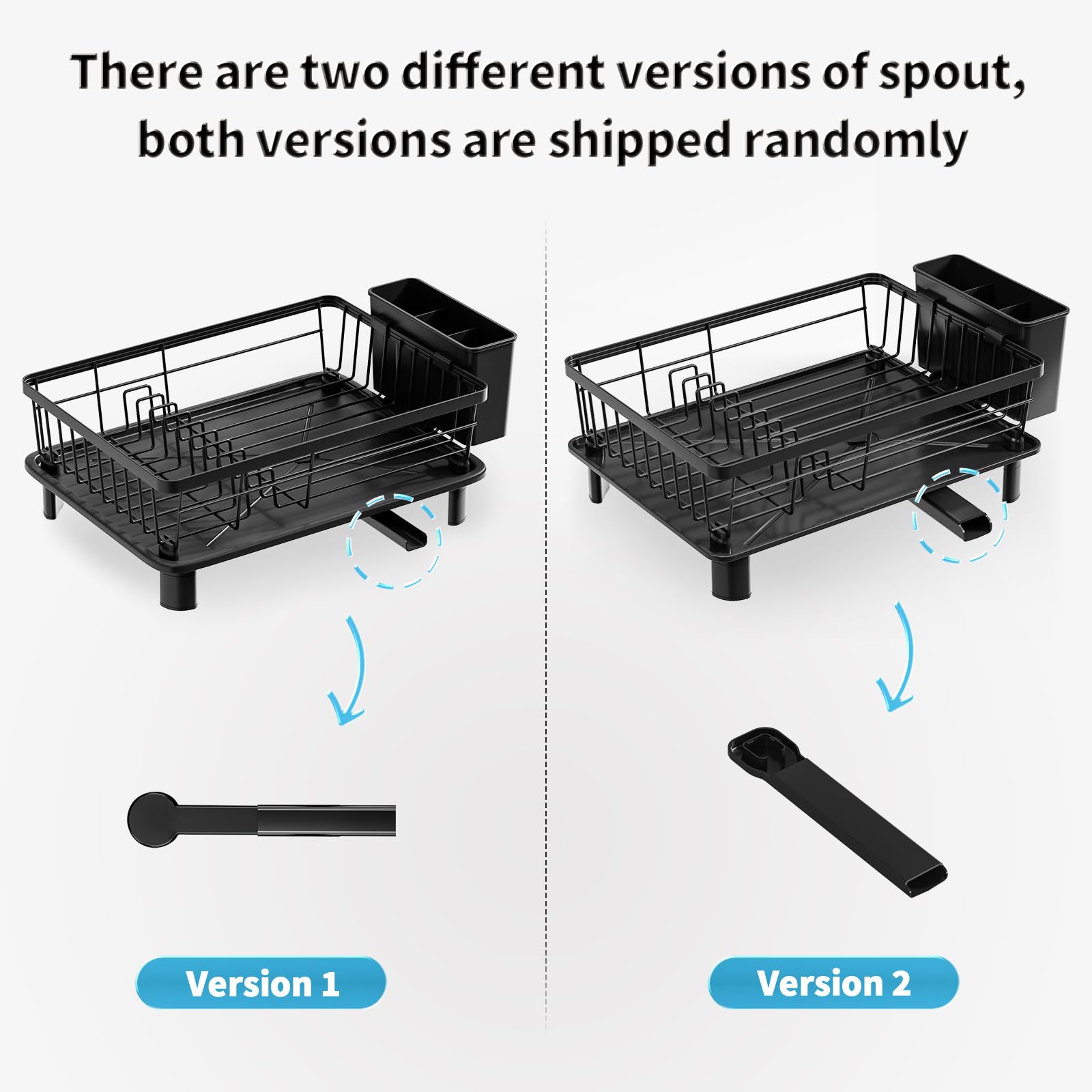 GAOKASE Stainless Steel Dish Drying Rack – Space-Saving 1-Tier Kitchen Counter Dish Drainer with Utensil Holder (Black)