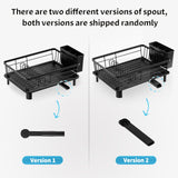 GAOKASE Stainless Steel Dish Drying Rack – Space-Saving 1-Tier Kitchen Counter Dish Drainer with Utensil Holder (Black)