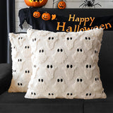 Set of 2 Beige Faux Fur Halloween Pillow Covers – 18x18 Inch Plush Decorative Cushion Cases with Hidden Zipper