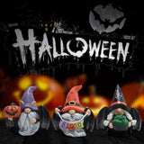 Black-Wing Halloween Gnomes – Handcrafted Resin Figures with Wings & Pumpkin Details for Festive Decor