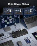 SUPERDANNY Heavy Duty Surge Protector Power Strip with 18 AC Outlets, 4 USB Ports & Flat Plug Wall Mount Extension Cord