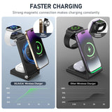 MagSafe 3-in-1 Foldable Wireless Charging Station with 20W Fast Adapter – Magnetic Travel Charging Dock Black