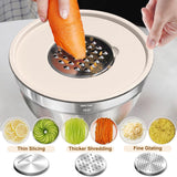5-Piece Stainless Steel Mixing Bowl Set with Graters & Airtight Lids – Non-Slip Silicone Base